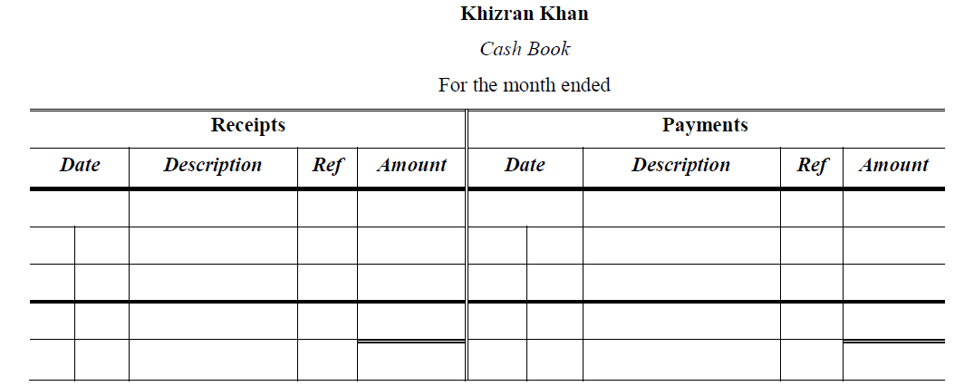 single column cash book format