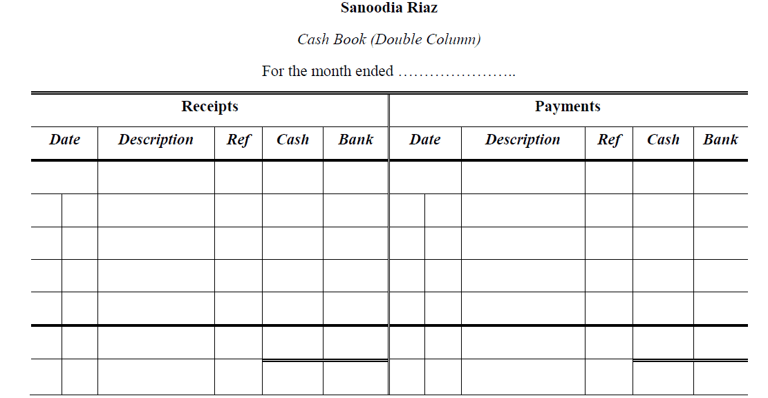 two column cash book templete