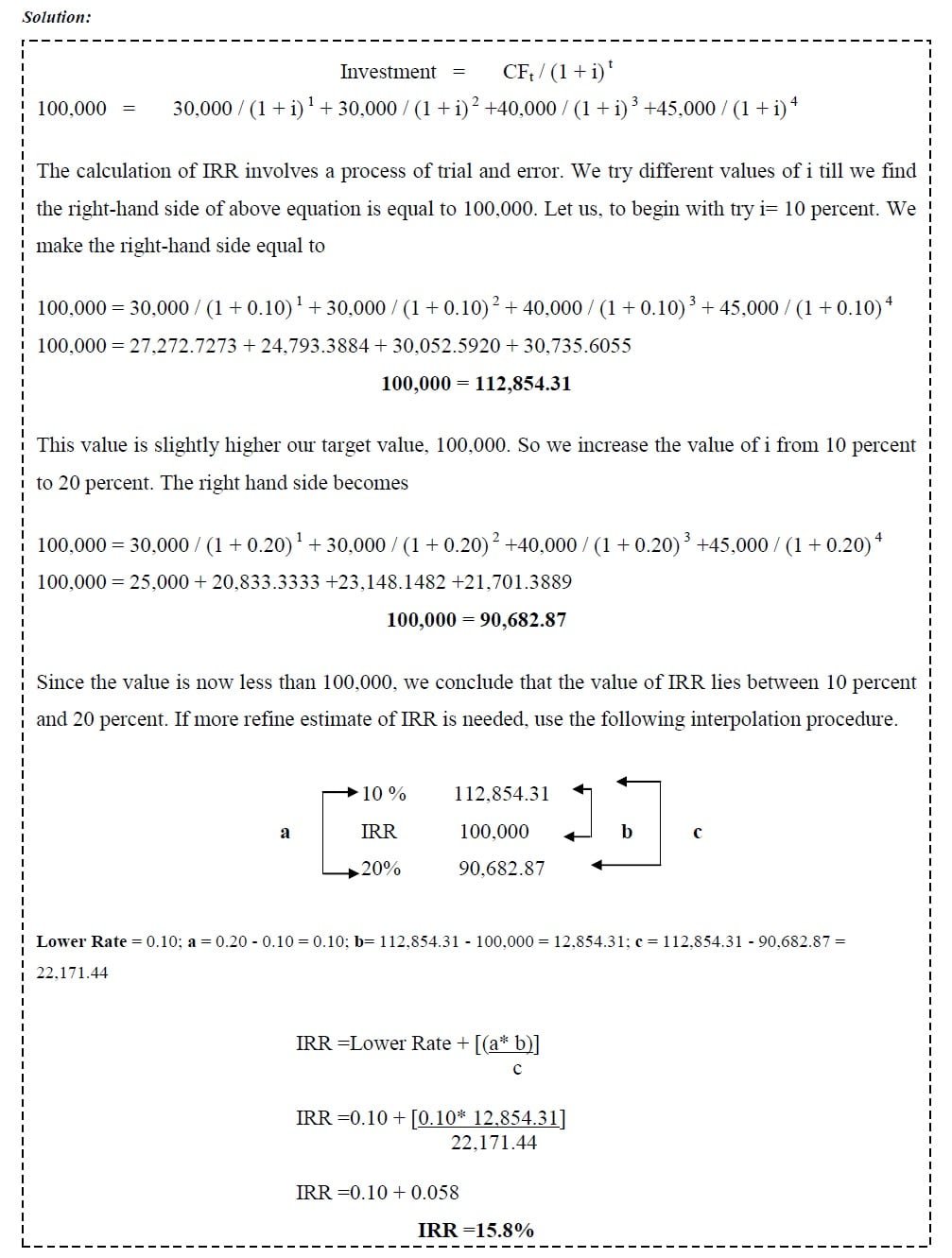 irr solved example